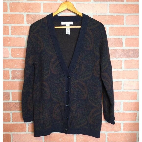 Evan Picone Paisley Print Cardigan Sweater Womens Size M Grandpa Style Sweater - Picture 1 of 7